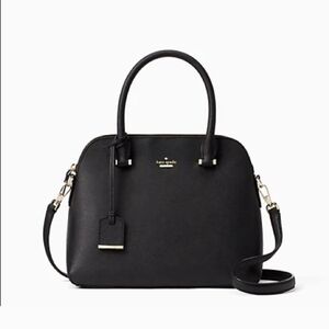 kate spade Black Leather Dome Satchel with Gold Hardware